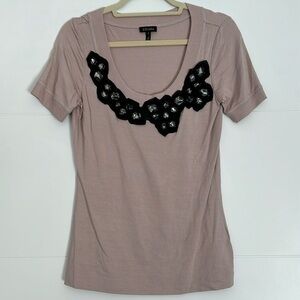Escada Tee with Crystal Collar